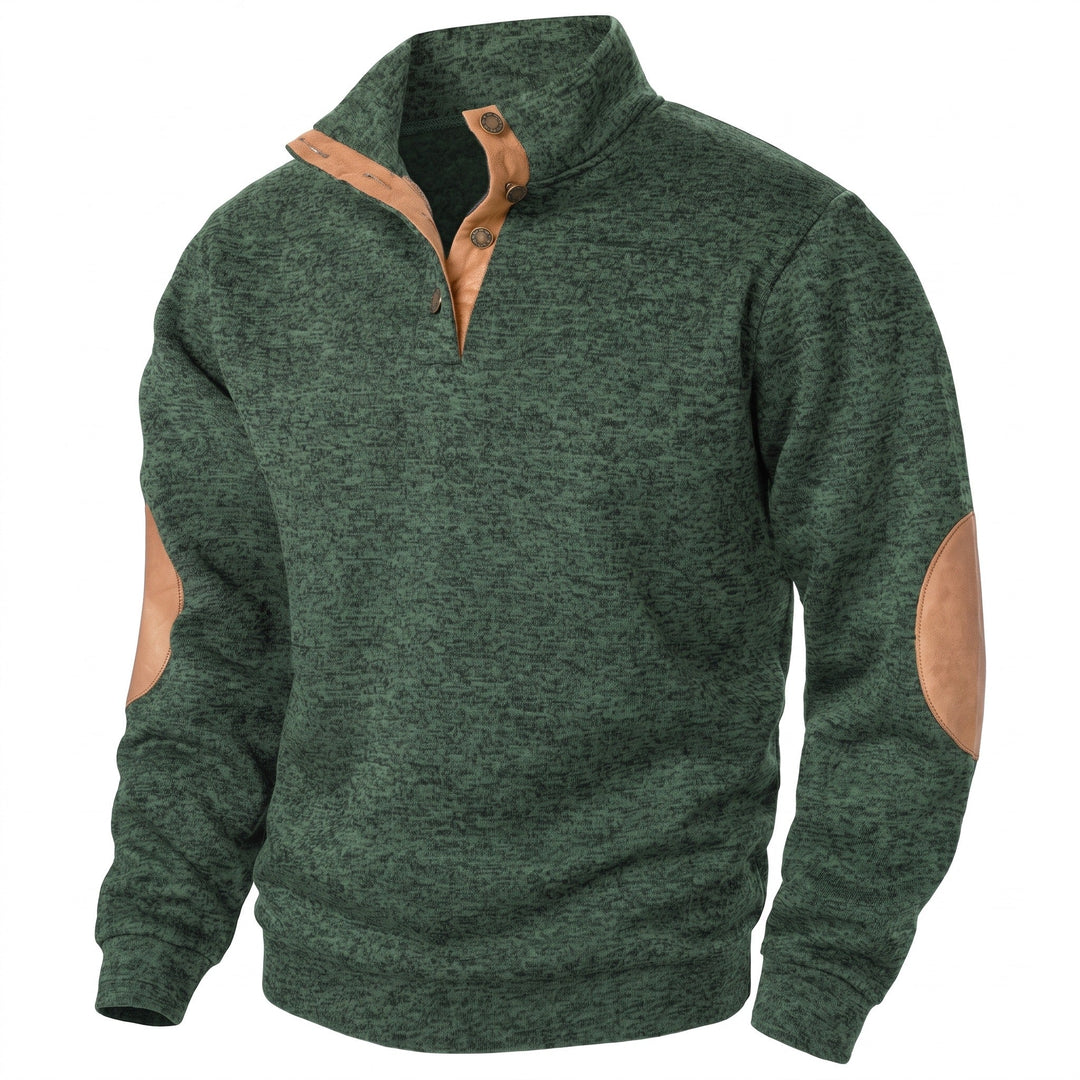 Knitted sweatshirt with button collar for men