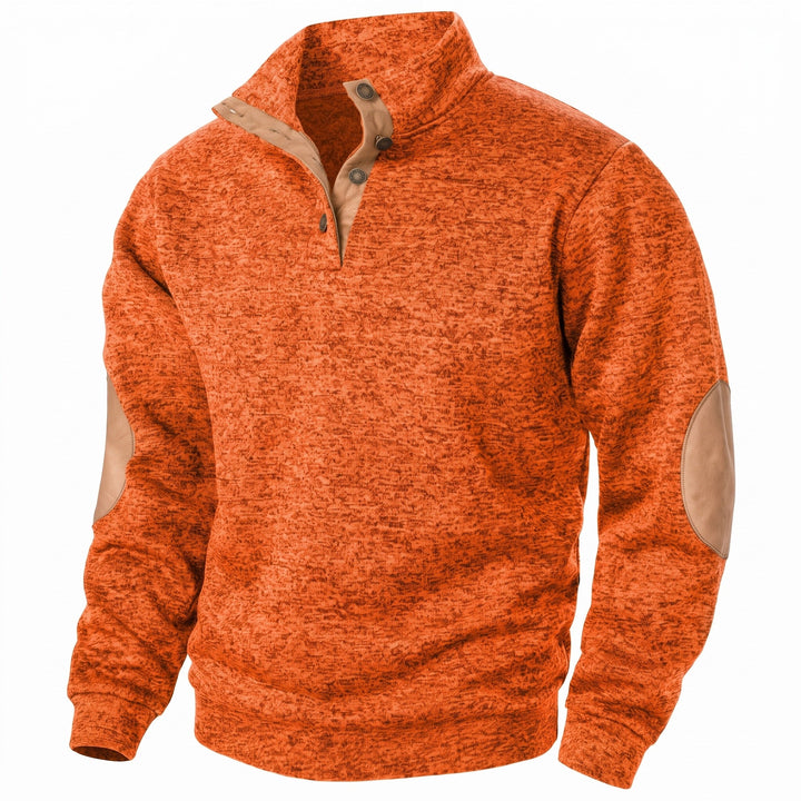 Knitted sweatshirt with button collar for men