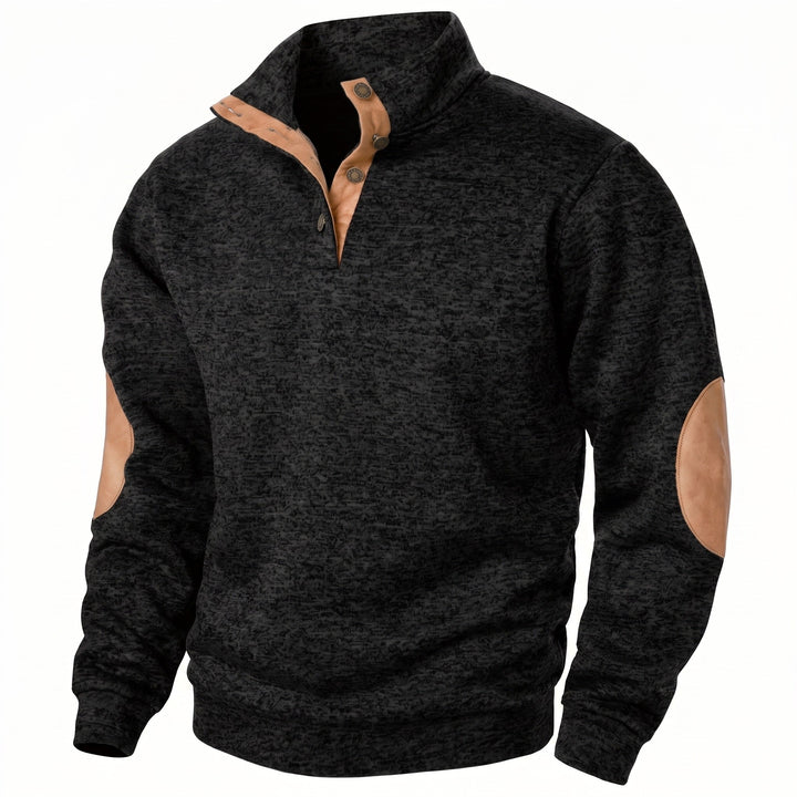 Knitted sweatshirt with button collar for men
