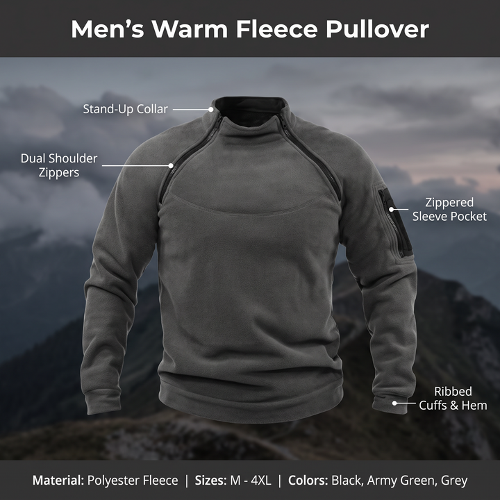 Fleece Pullover med Høj Krave til Herrer