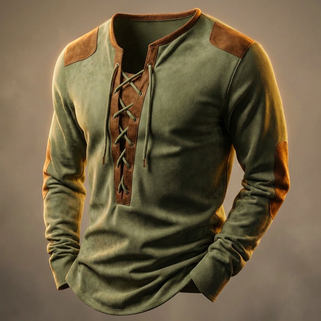Long-Sleeved Top with Drawstring Closure for Men