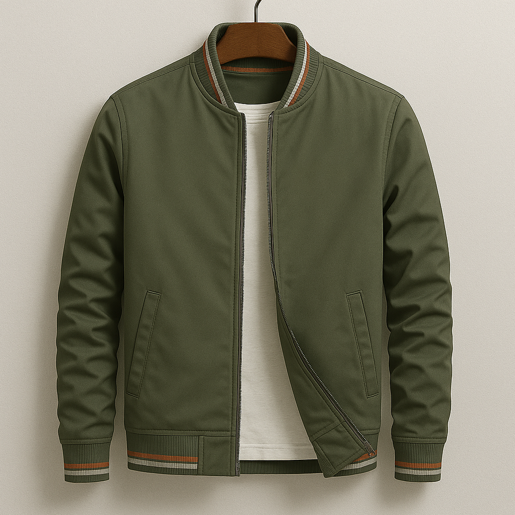 Men’s bomber jacket with striped trim