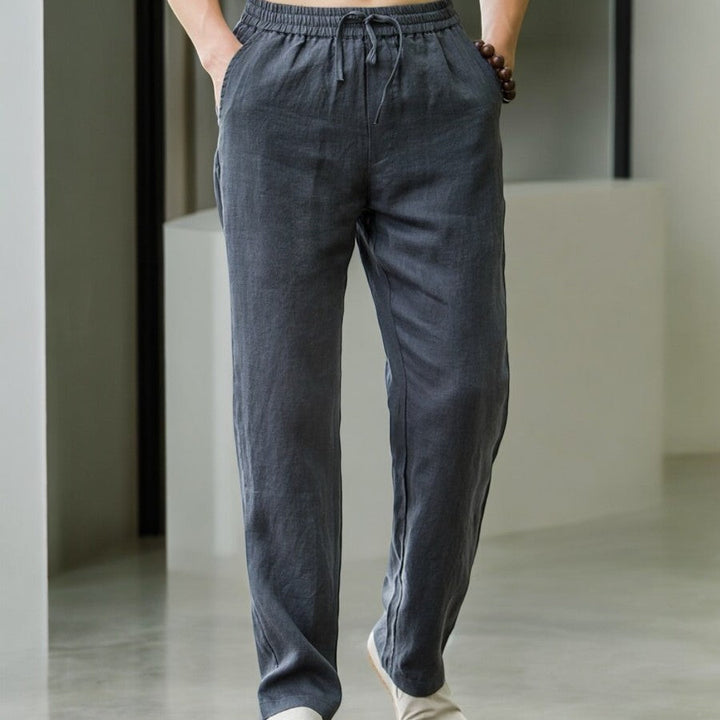 Women's Relaxed Linen Trousers with Elastic Waist