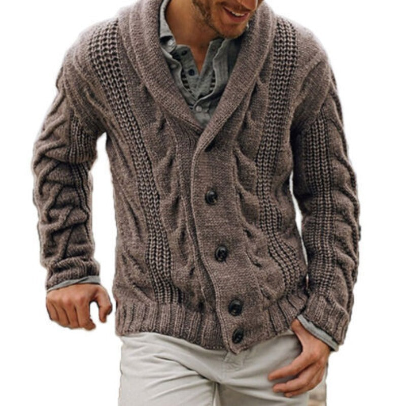 Cable-knit cardigan for men