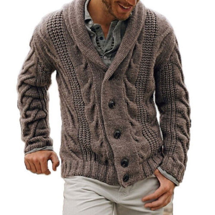 Cable-knit cardigan for men