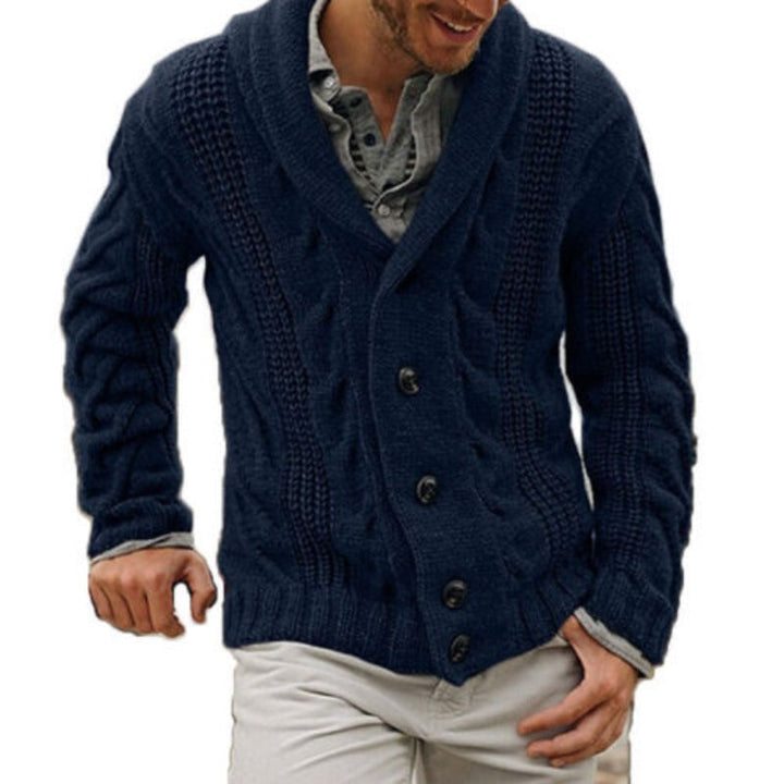 Cable-knit cardigan for men