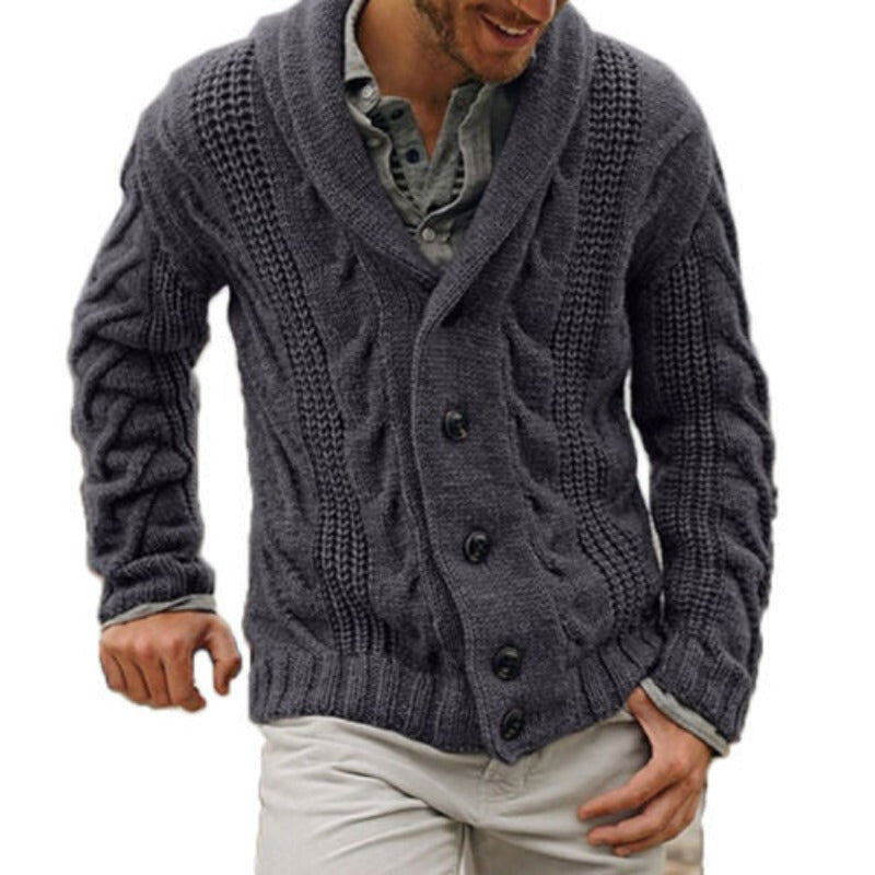 Cable-knit cardigan for men