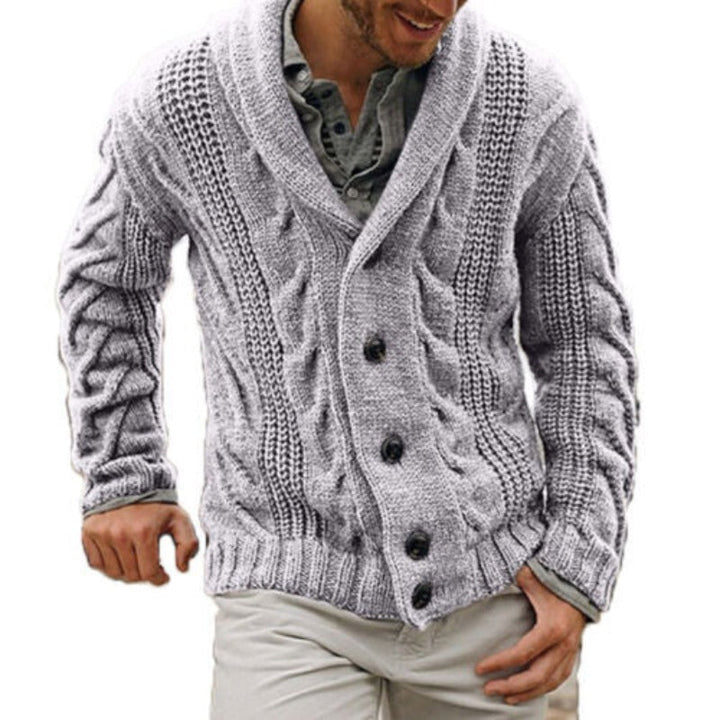 Cable-knit cardigan for men