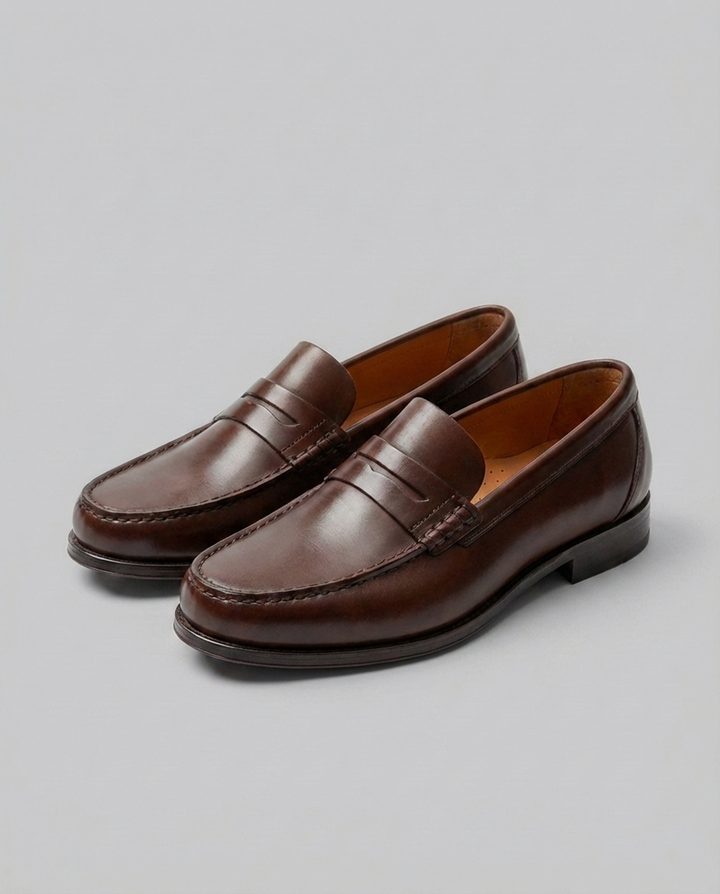 Klassiske Slip-On Loafers I Læder