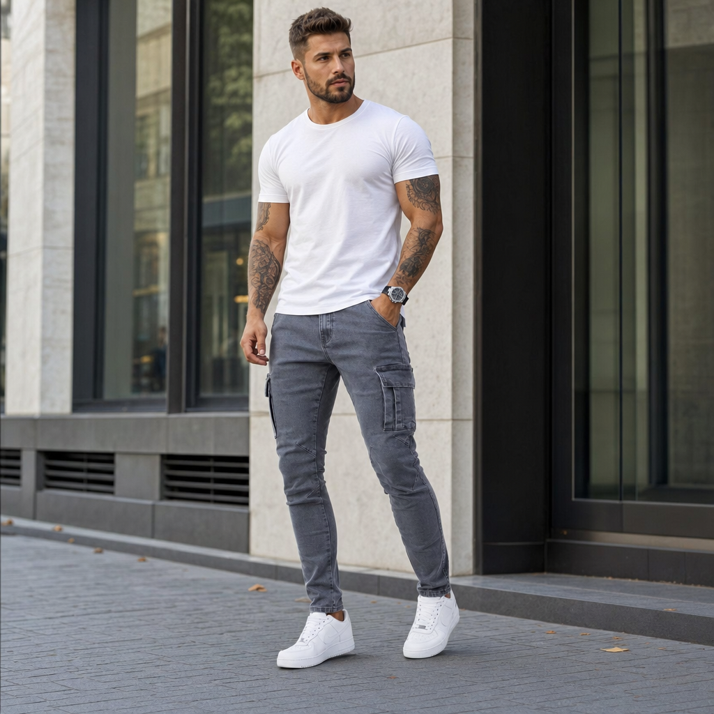 Slim Fit Cargo Bukser Til Herre