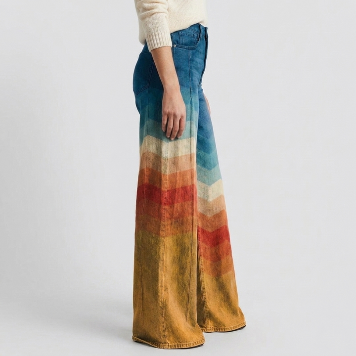 Elegant retro trousers with a zigzag pattern for women