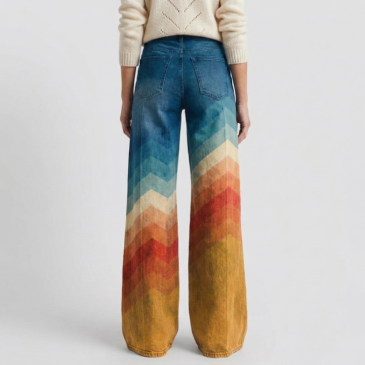 Elegant retro trousers with a zigzag pattern for women