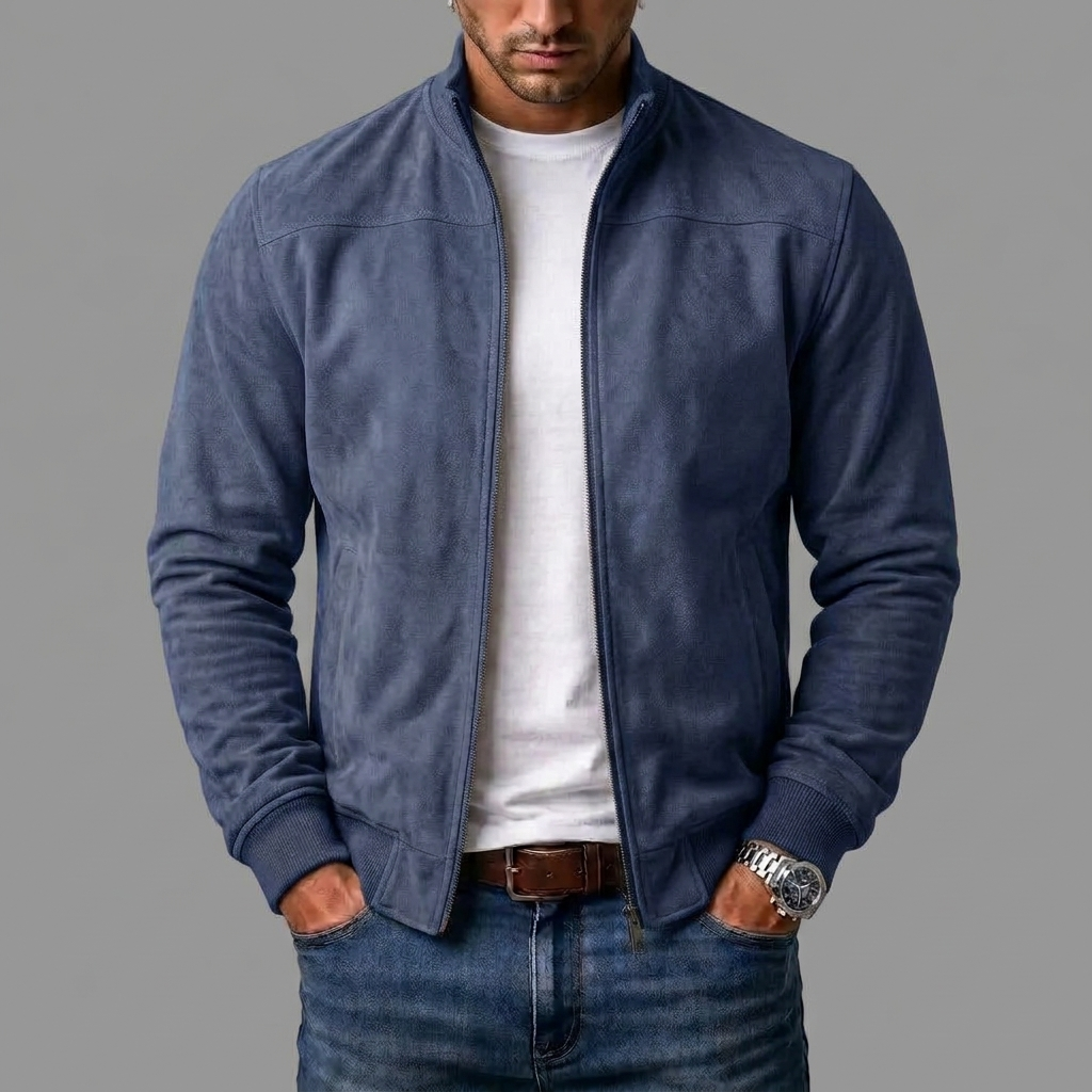 Men's Suede Bomber Jacket