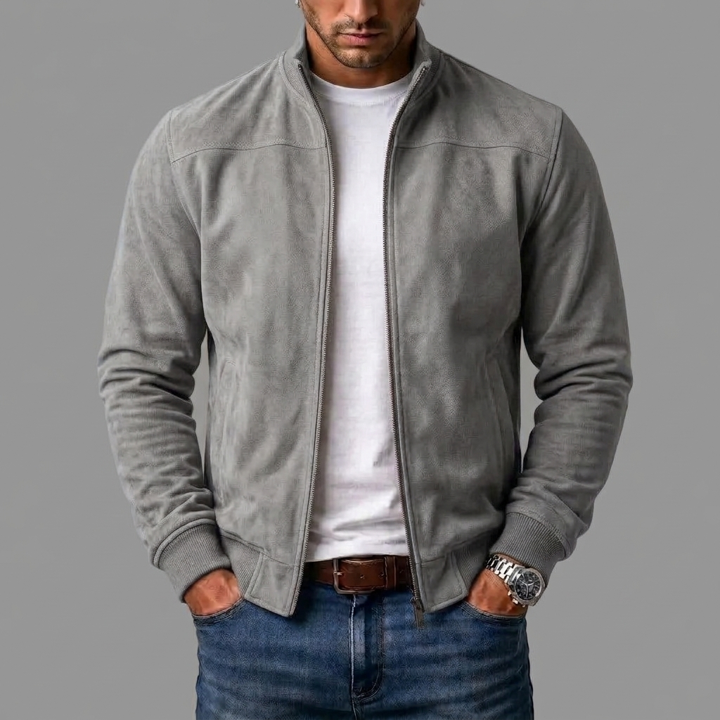 Men's Suede Bomber Jacket