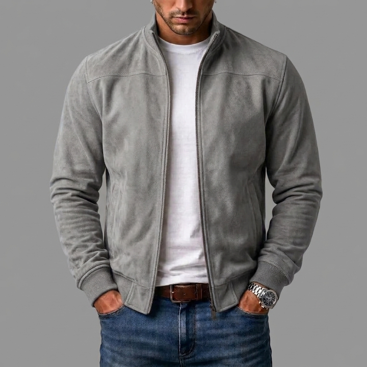 Men's Suede Bomber Jacket
