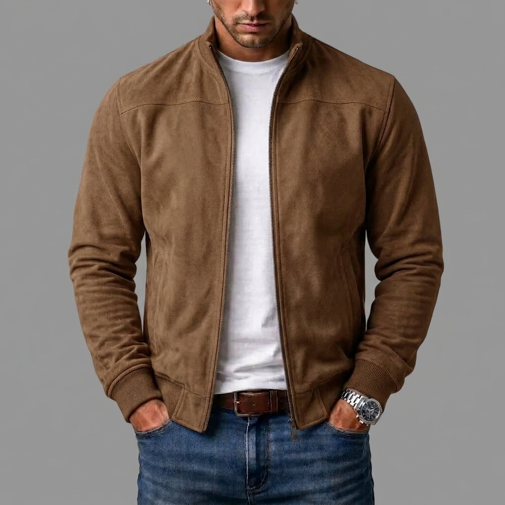 Men's Suede Bomber Jacket