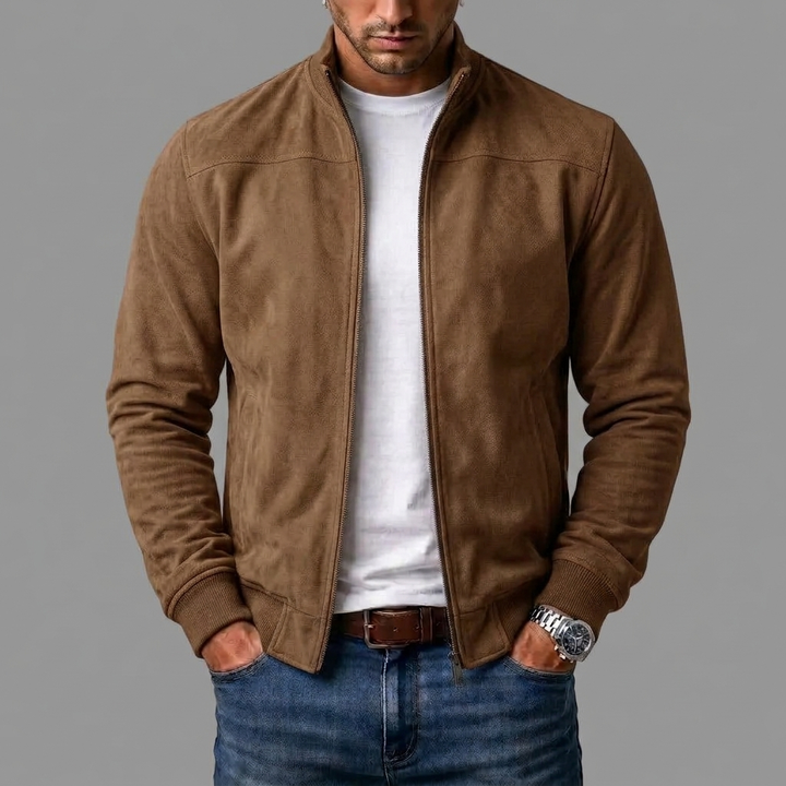 Men's Suede Bomber Jacket