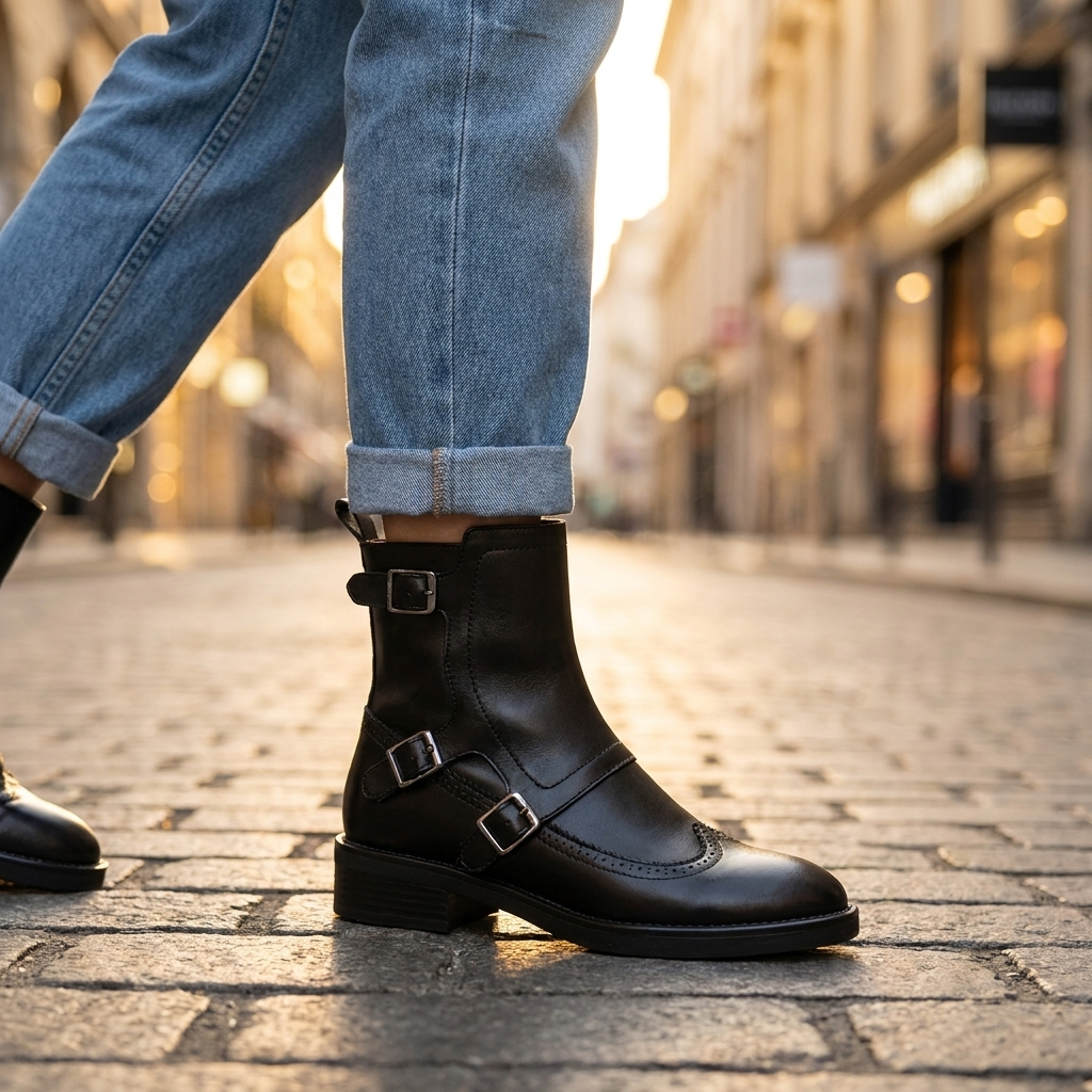 Women's Chelsea Boots with Buckles
