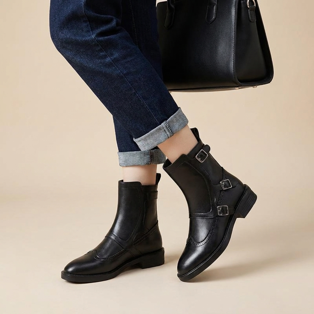 Women's Chelsea Boots with Buckles