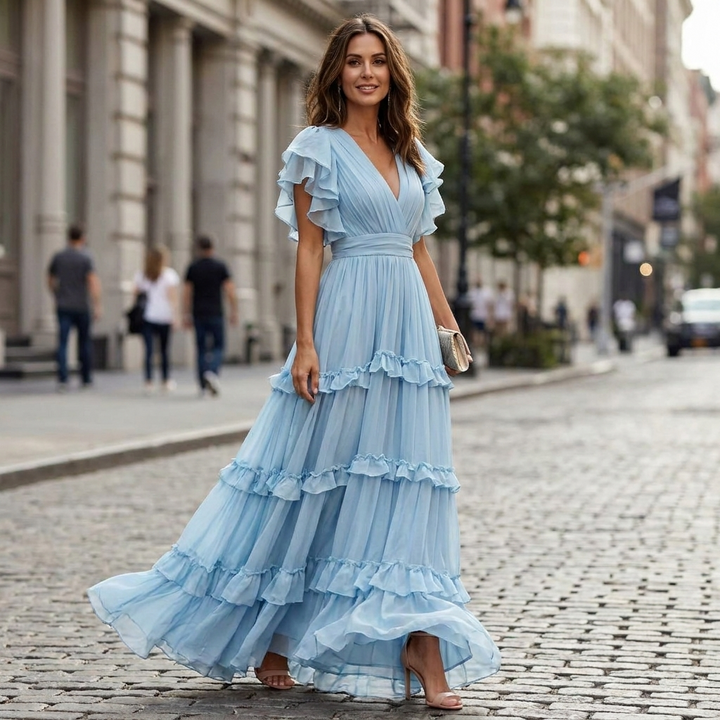 Layered Ruched Dress for Women