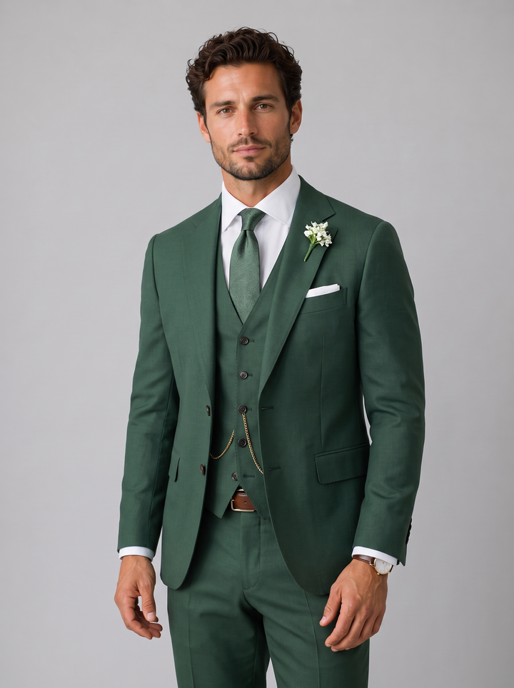 Tredelt herrejakkesæt med slim fit og vest