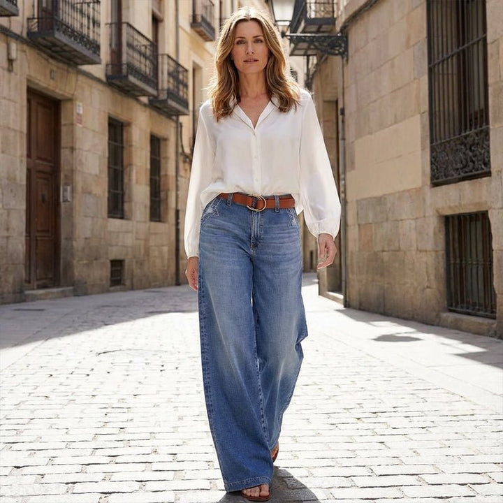Vidde jeans med høj talj