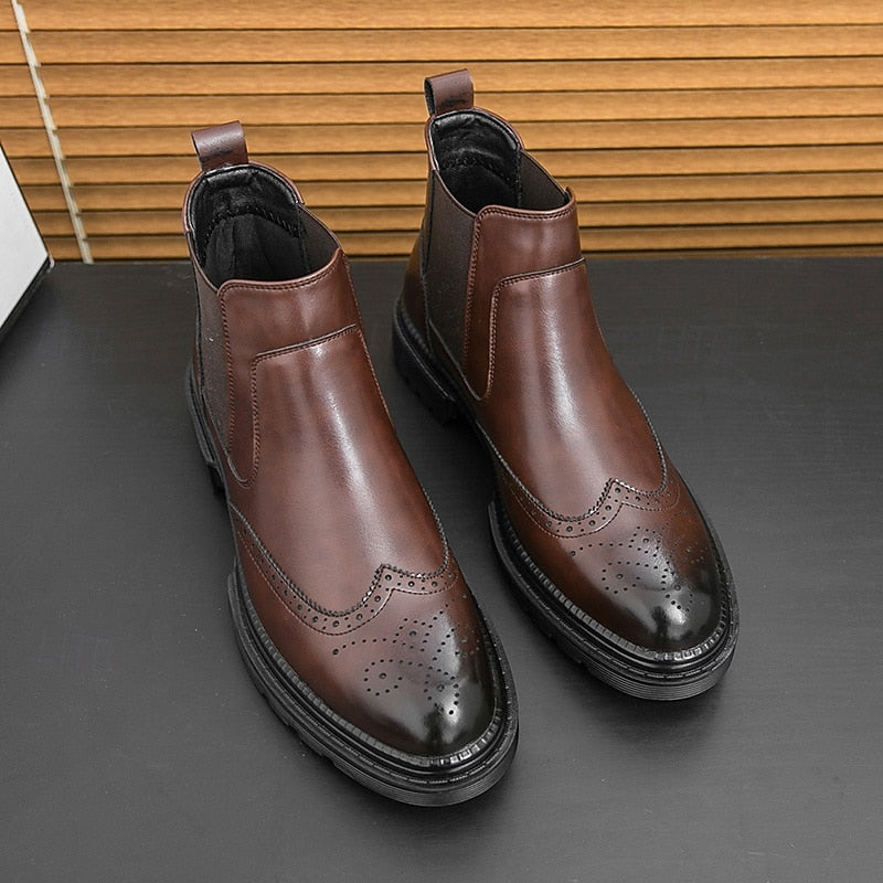 Herre Chelsea-støvler med brogue-detaljer
