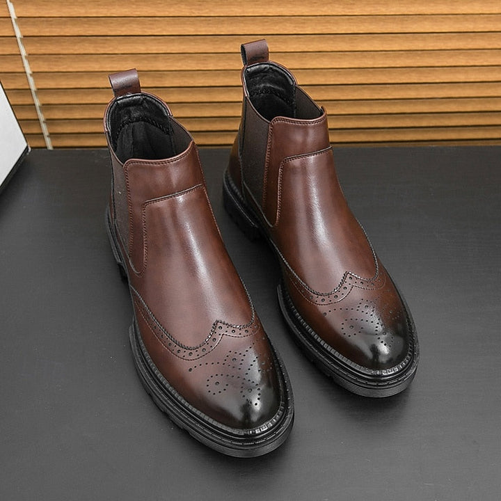 Herre Chelsea-støvler med brogue-detaljer