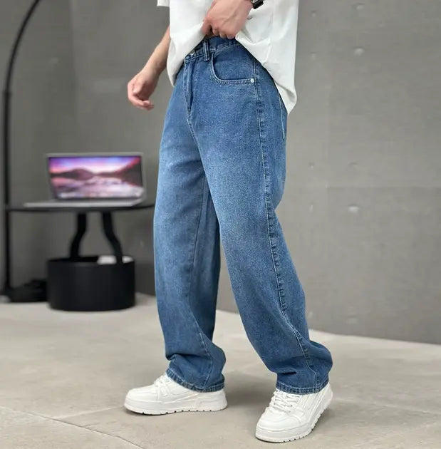 Herre denim jeans med vid pasform
