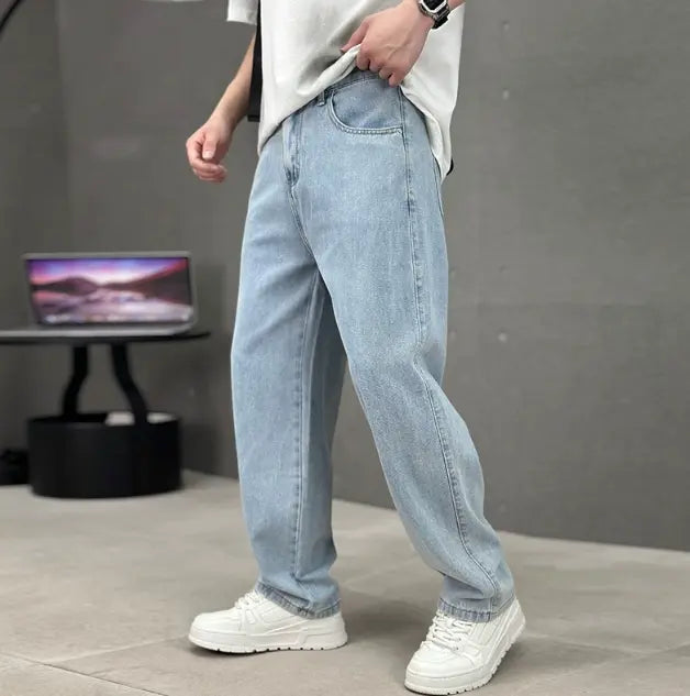 Herre denim jeans med vid pasform