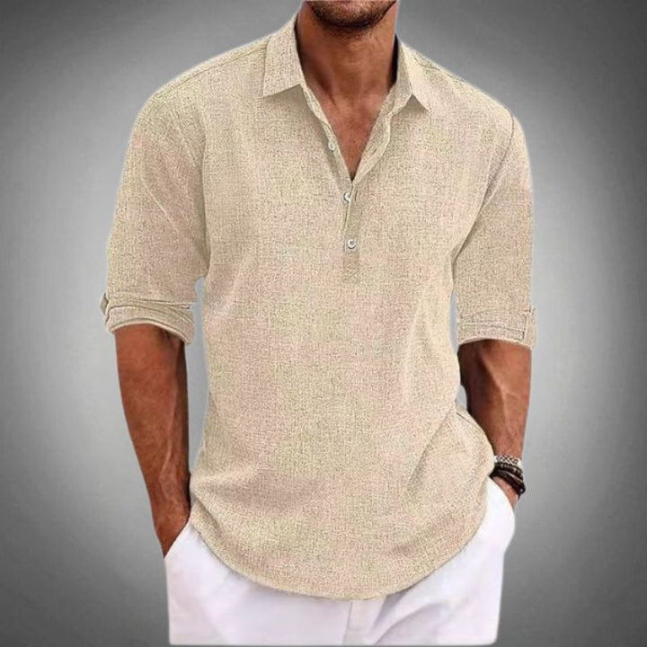 Men’s linen shirt with a pointed collar