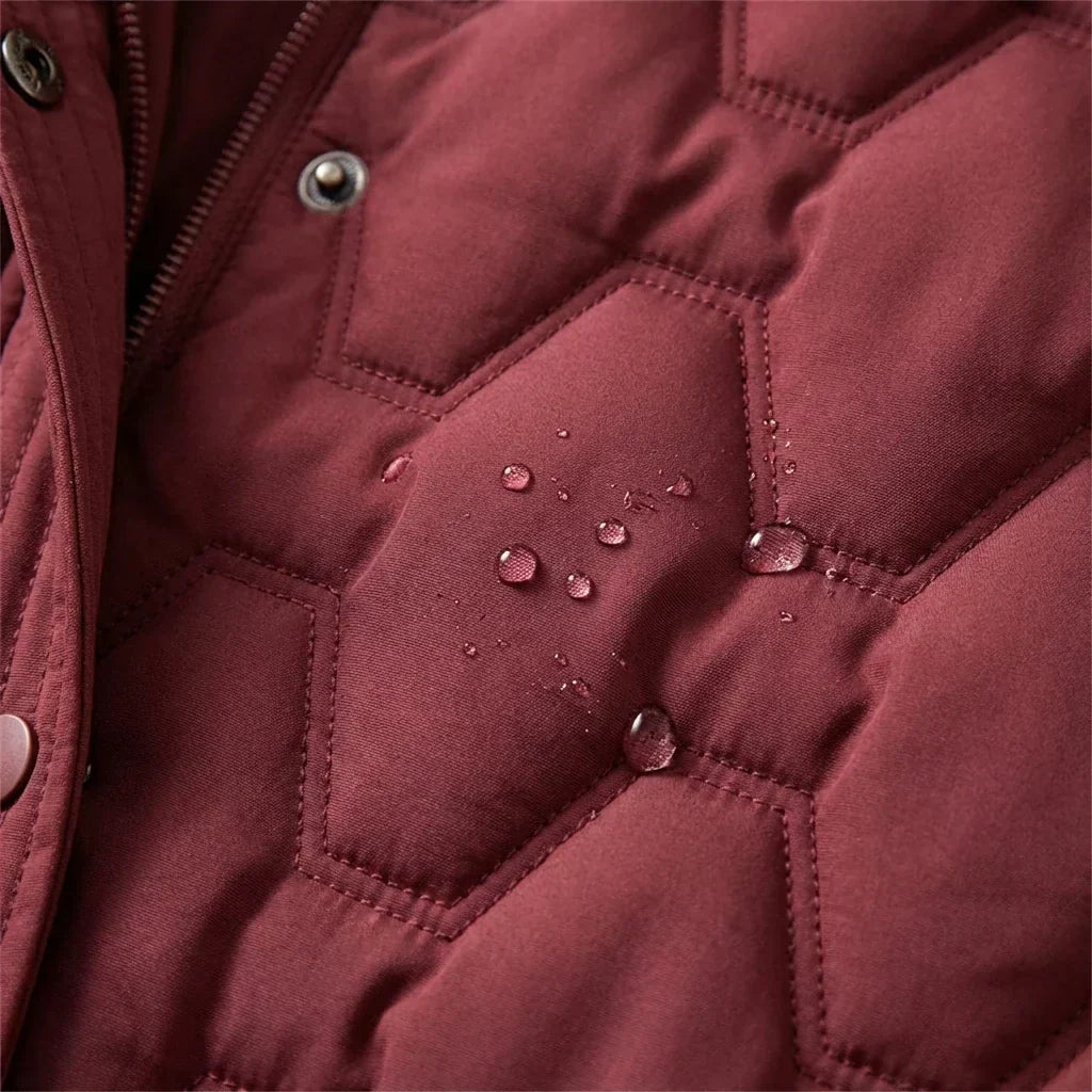 Long hooded down jacket for women