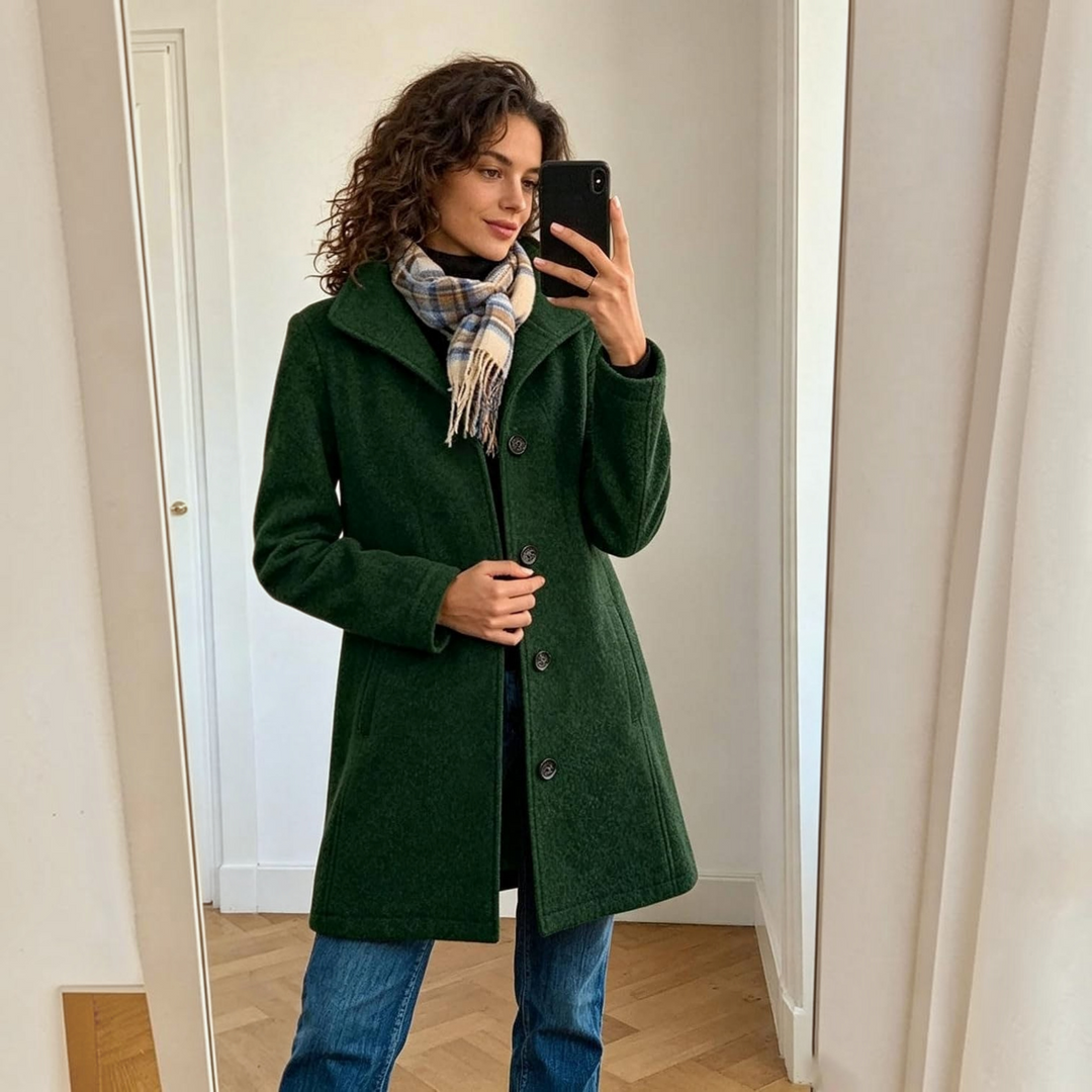 Peacoat with Stand Collar for Women