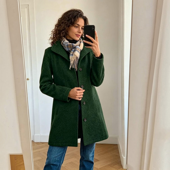 Peacoat with Stand Collar for Women