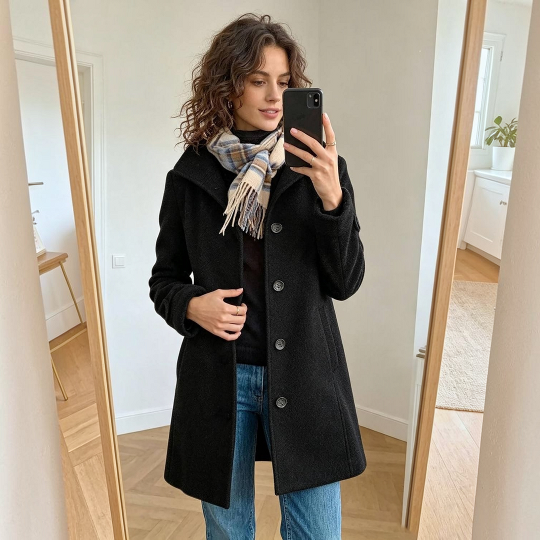 Peacoat with Stand Collar for Women
