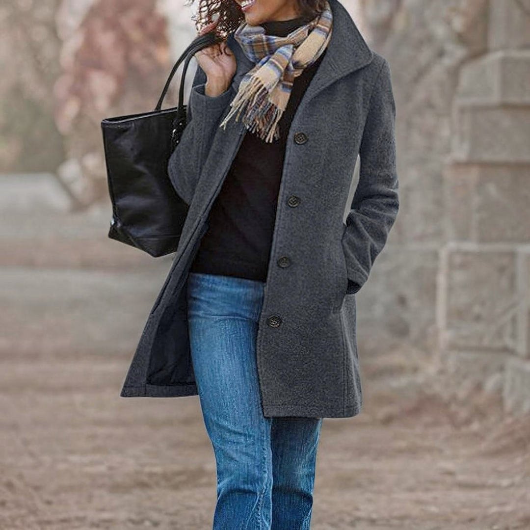 Peacoat with Stand Collar for Women