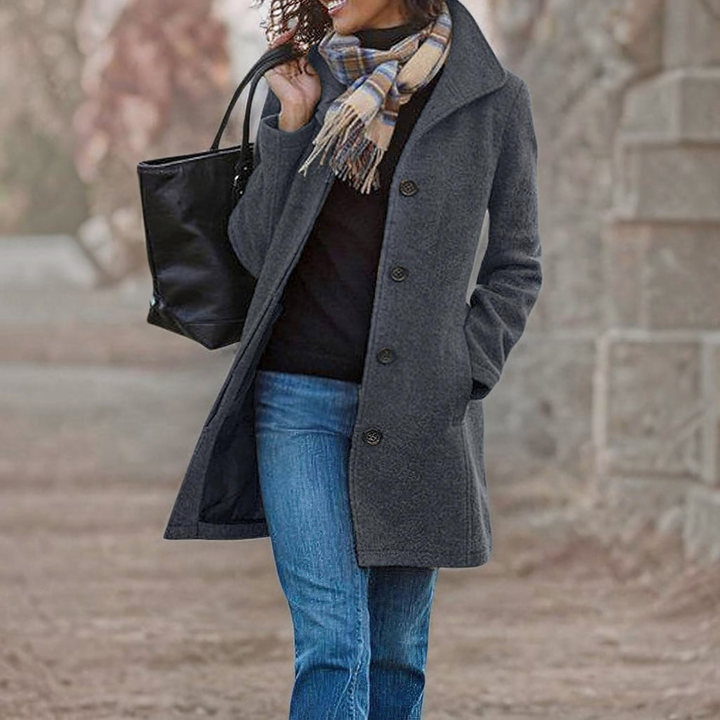 Peacoat with Stand Collar for Women