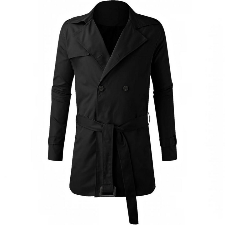 Long Trench Coat with Belt for Men