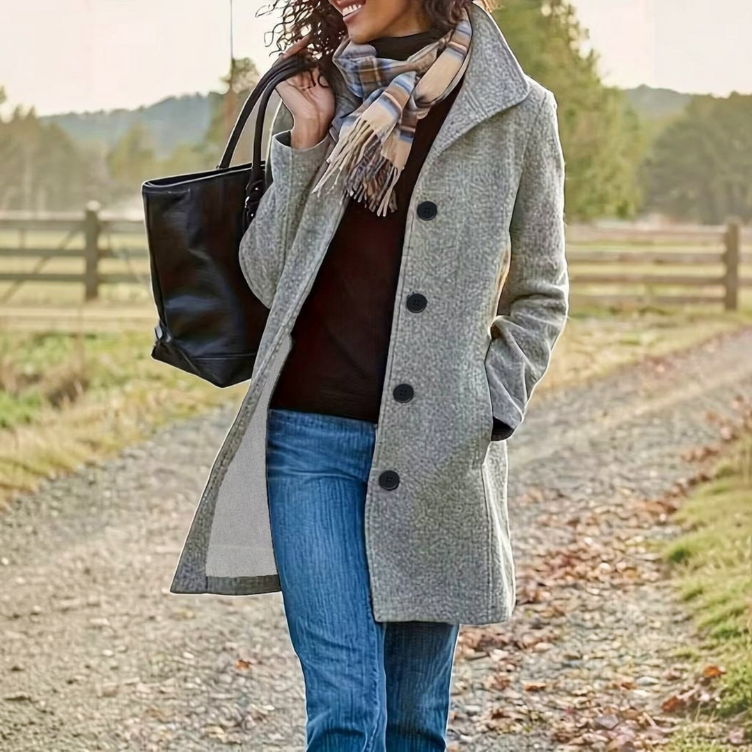 Peacoat with Stand Collar for Women