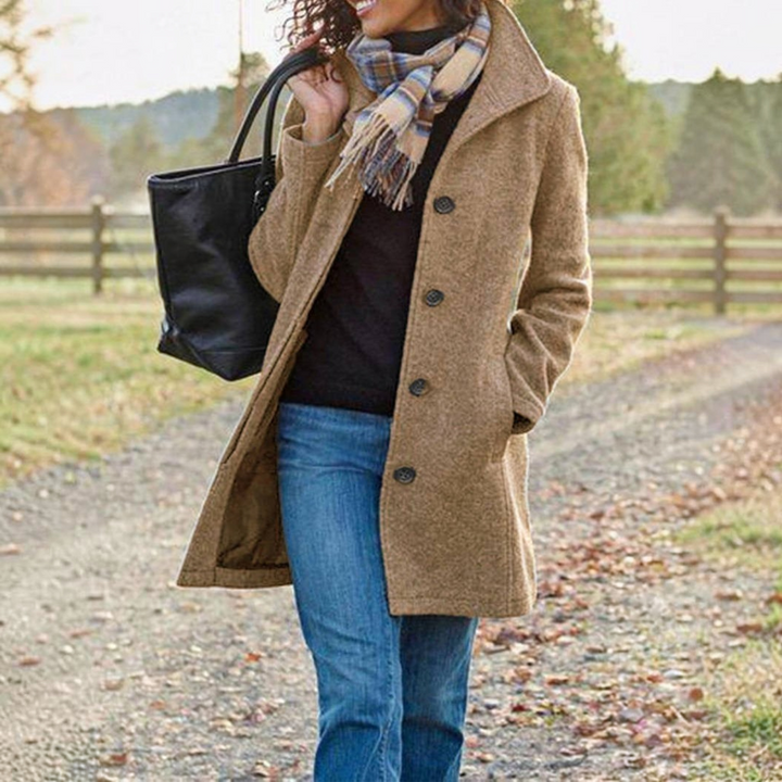 Peacoat with Stand Collar for Women