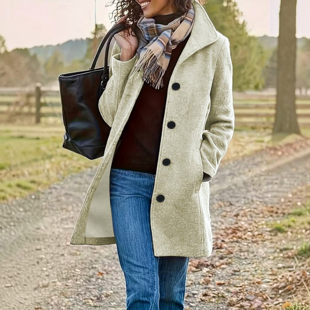 Peacoat with Stand Collar for Women