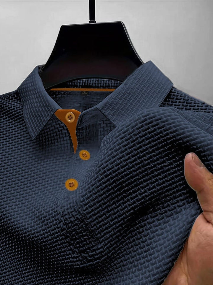 Herre strikket poloshirt med knapper
