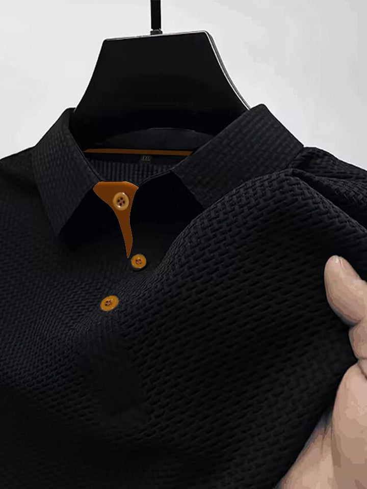 Herre strikket poloshirt med knapper