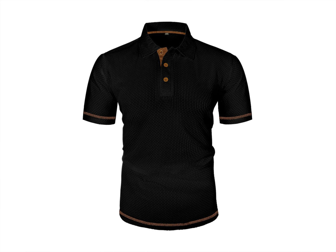 Herre strikket poloshirt med knapper