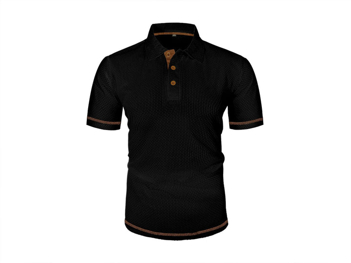 Herre strikket poloshirt med knapper