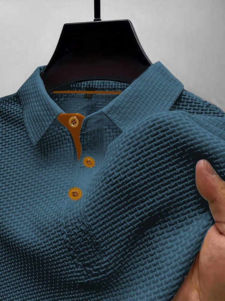 Herre strikket poloshirt med knapper