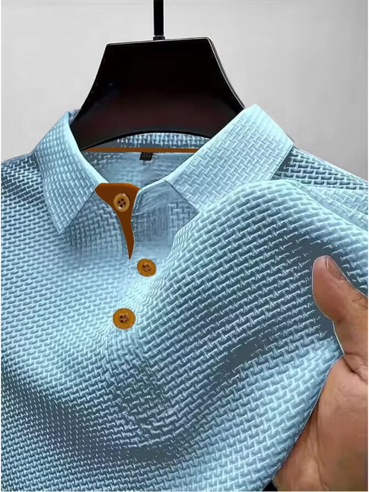 Herre strikket poloshirt med knapper