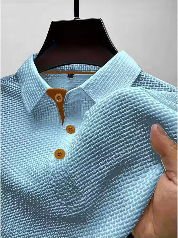 Herre strikket poloshirt med knapper