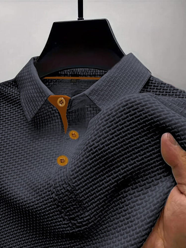 Herre strikket poloshirt med knapper