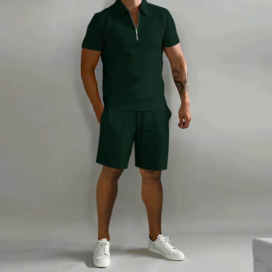 Casual polo shirt and shorts set for men